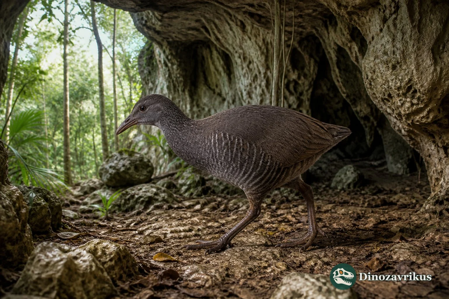 Nesotrochis walking through late Quaternary Caribbean woodland