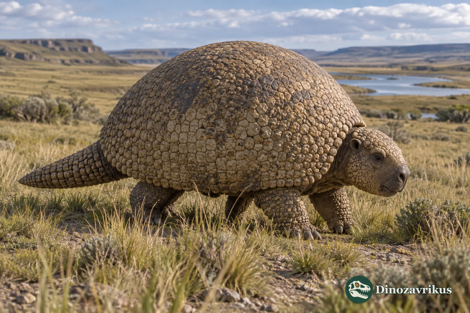 Artistic reconstruction of a young Panochthus-like glyptodont once called Neuryurus