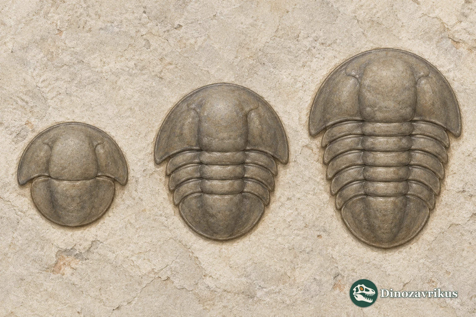 Schematic comparison of three increasingly large trilobite shields