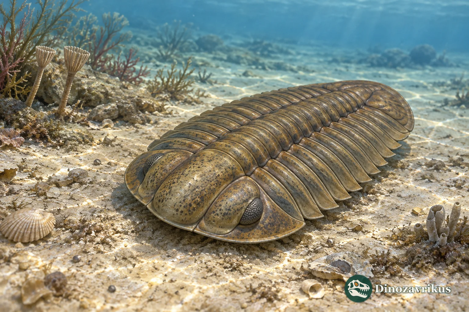 Artistic reconstruction of the asaphid trilobite Niobe on an Ordovician sea floor