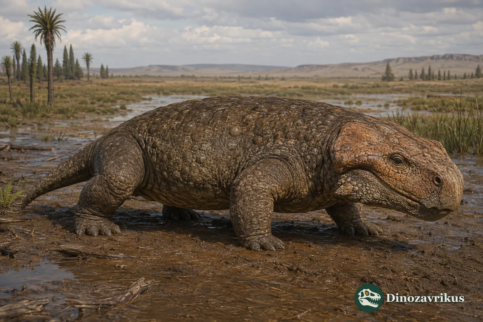 Nochelesaurus alexanderi crossing a Permian floodplain in the Karoo