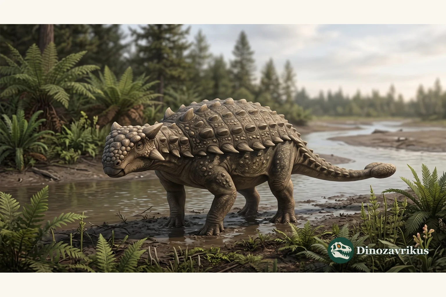 Illustrative reconstruction of Nodocephalosaurus kirtlandensis in a Late Cretaceous New Mexico habitat