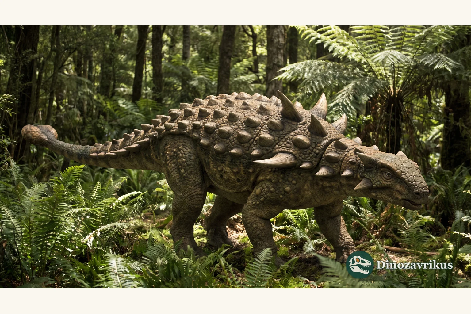 Nodosaurus reconstructed as an armoured quadruped in a Cretaceous landscape
