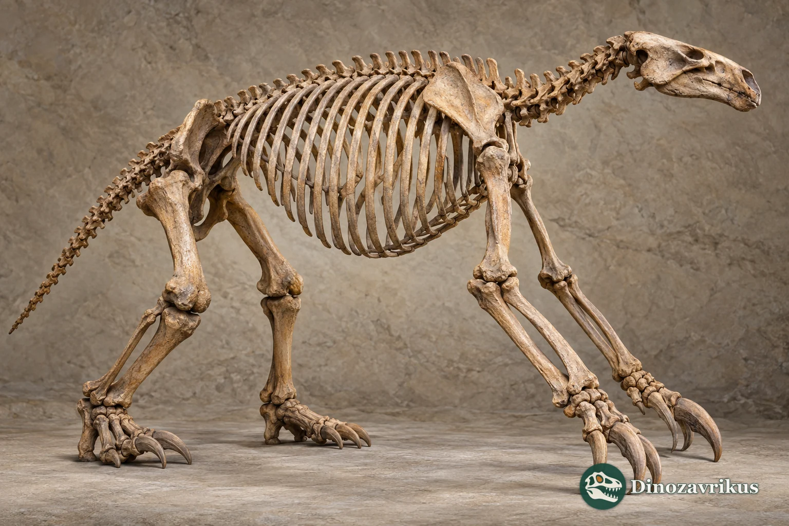 Illustrative reconstruction of a small ground-sloth skeleton