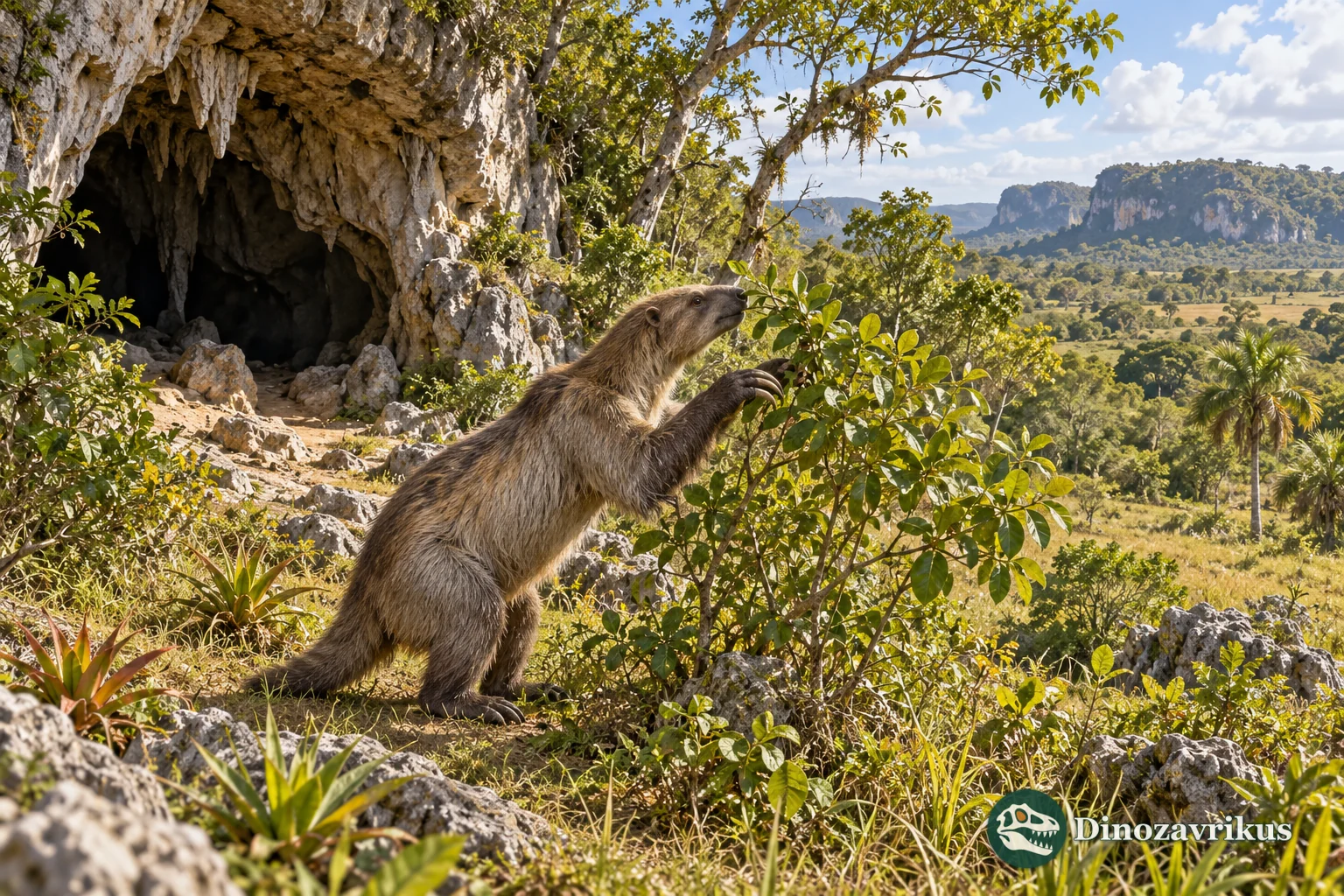 Interpretive Brazilian cave-edge vegetation and Nothrotherium