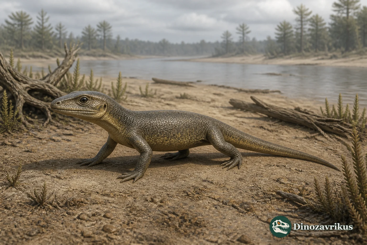 Nyctiphruretus acudens foraging on a Permian forest floor in northern Russia