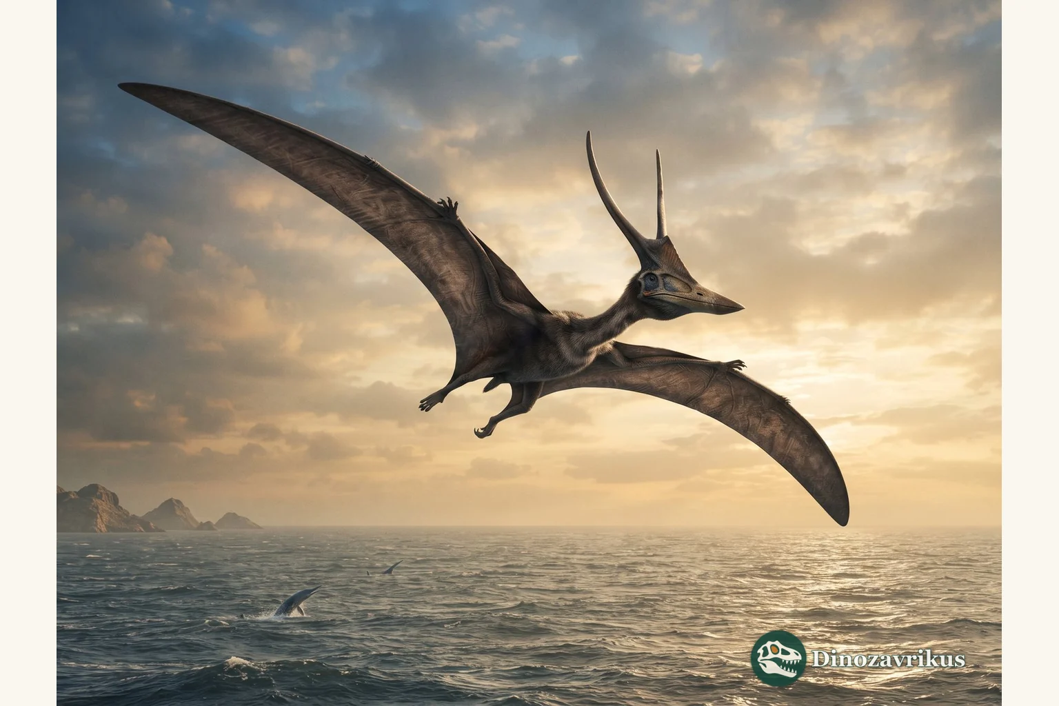 Nyctosaurus reconstructed flying over the Late Cretaceous Western Interior Seaway