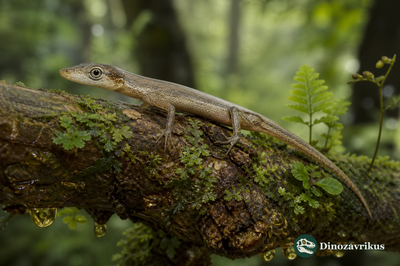 Oculudentavis on a branch in a Cretaceous forest of Myanmar