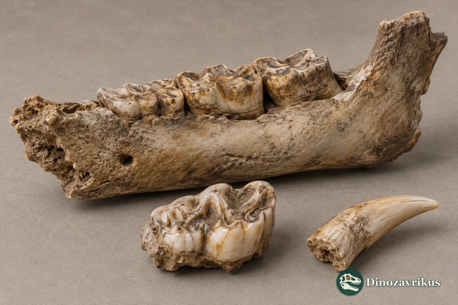 Conceptual fossil pig jaw and teeth