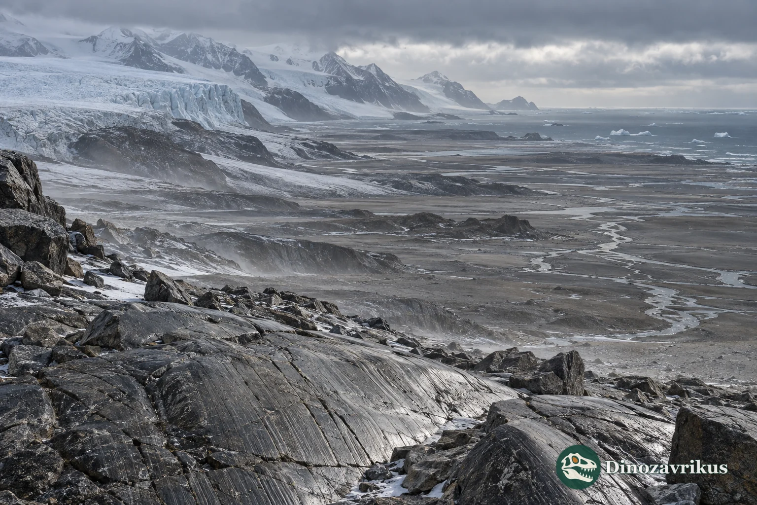 Glaciated Gondwanan shore during the Hirnantian with exposed shelf and ice-scoured rock