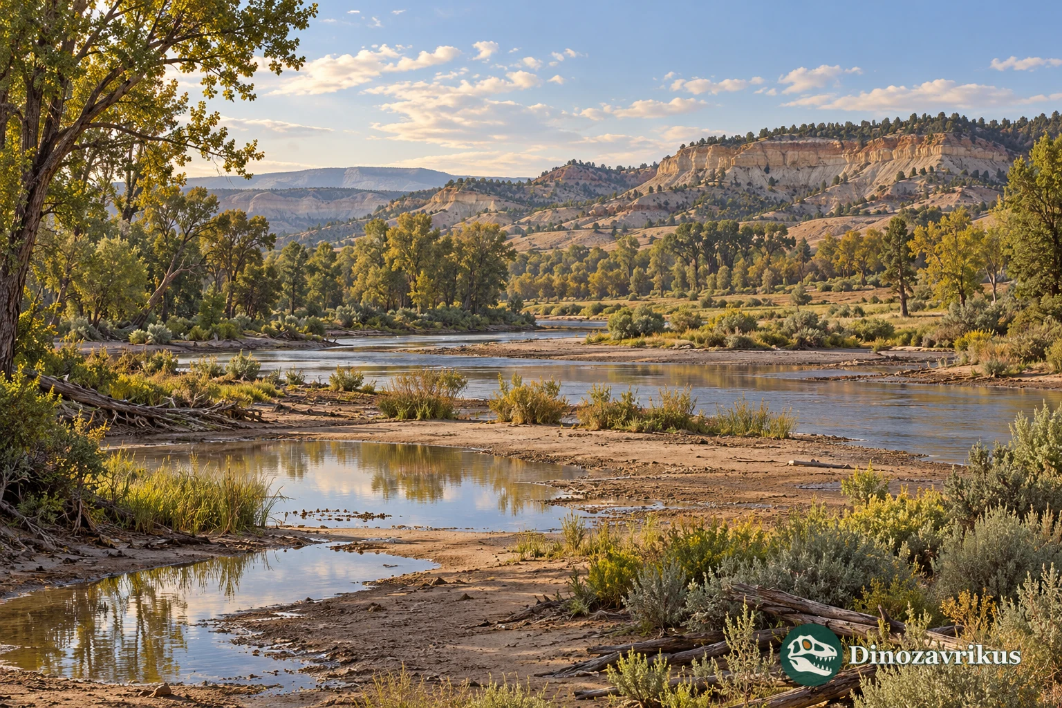Conceptual middle Eocene Wyoming river and woodland