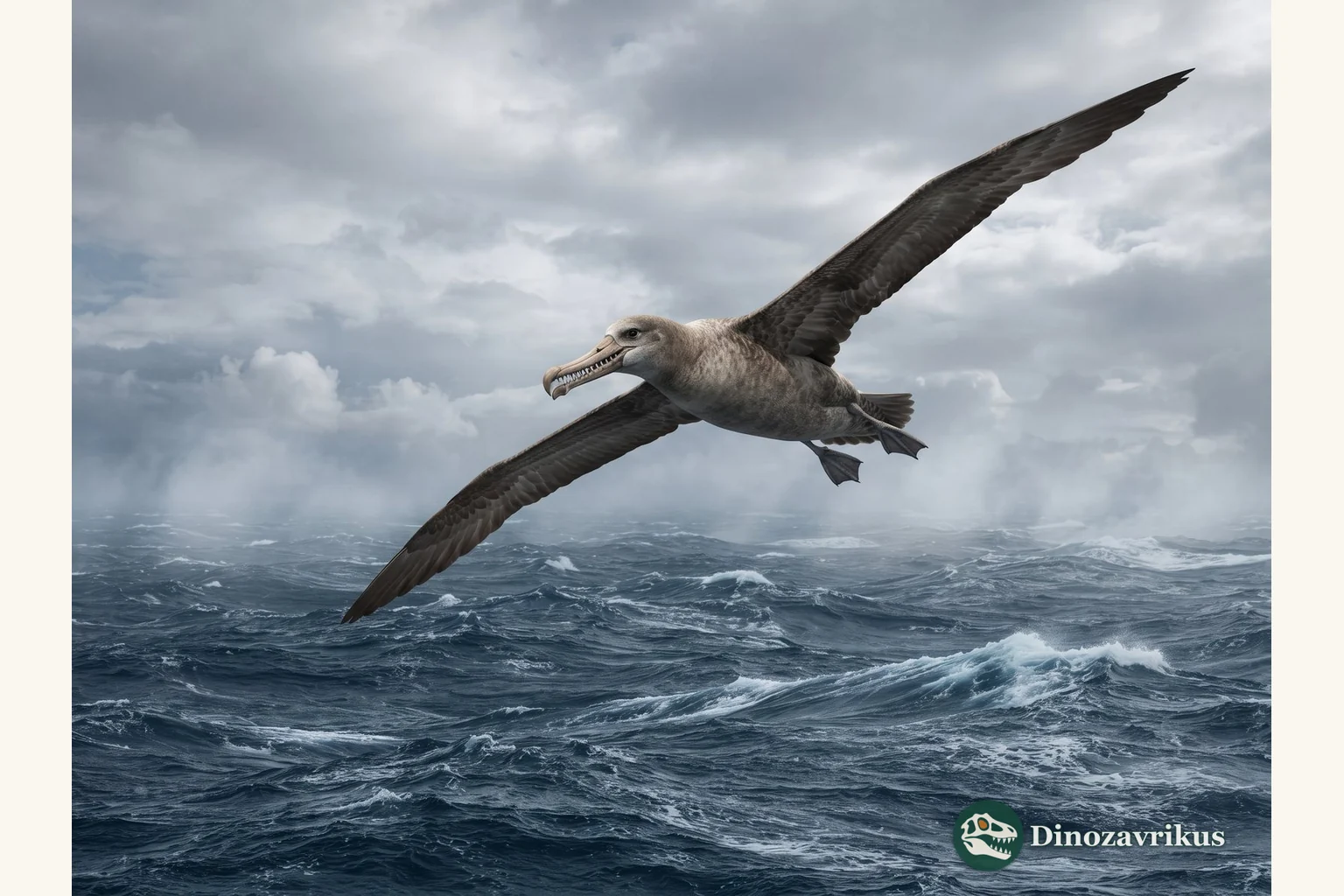 Osteodontornis reconstructed gliding above a Miocene ocean