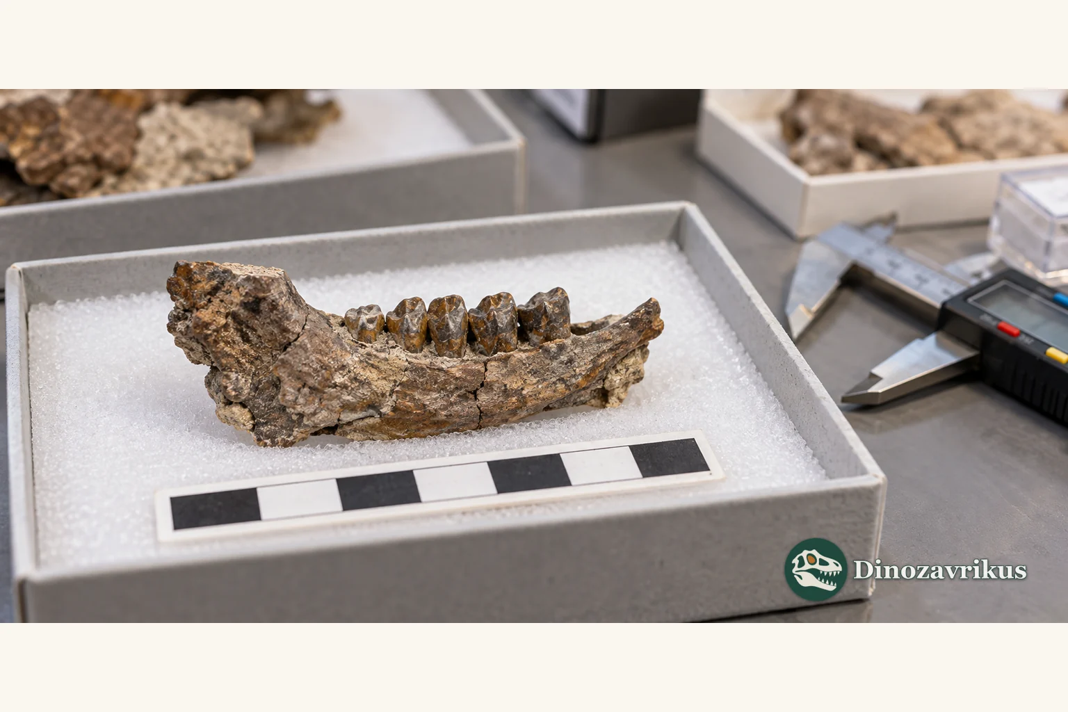 Illustrative museum view of a fragmentary Pachyrukhos jaw