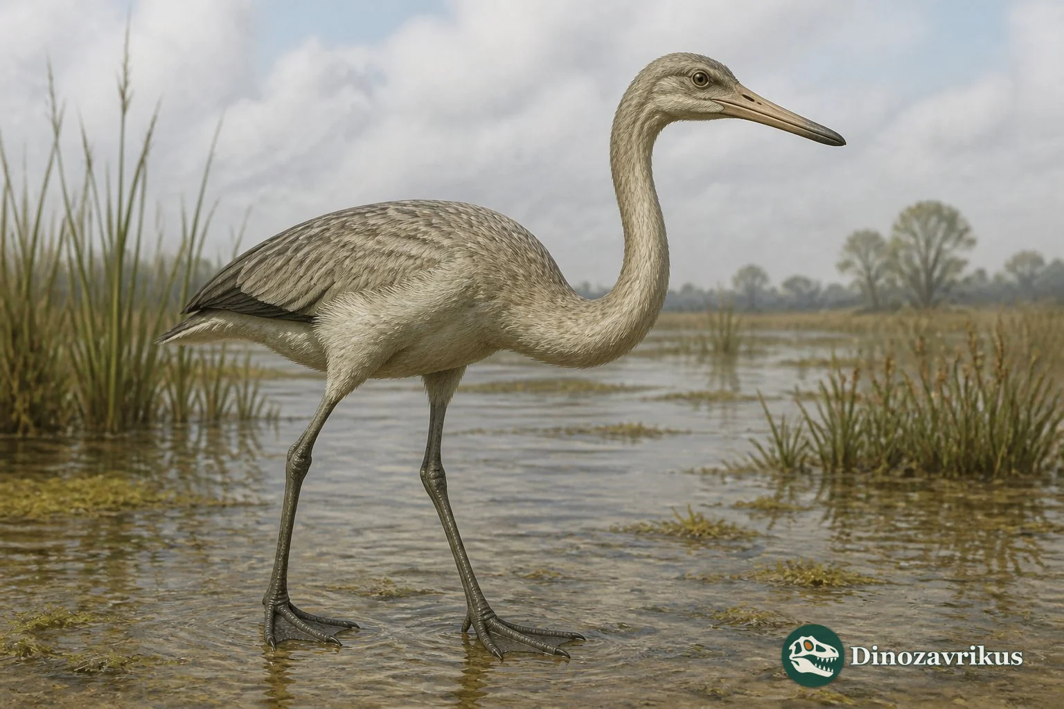 Palaelodus wading in a Miocene lake, reconstructed from fossil anatomy