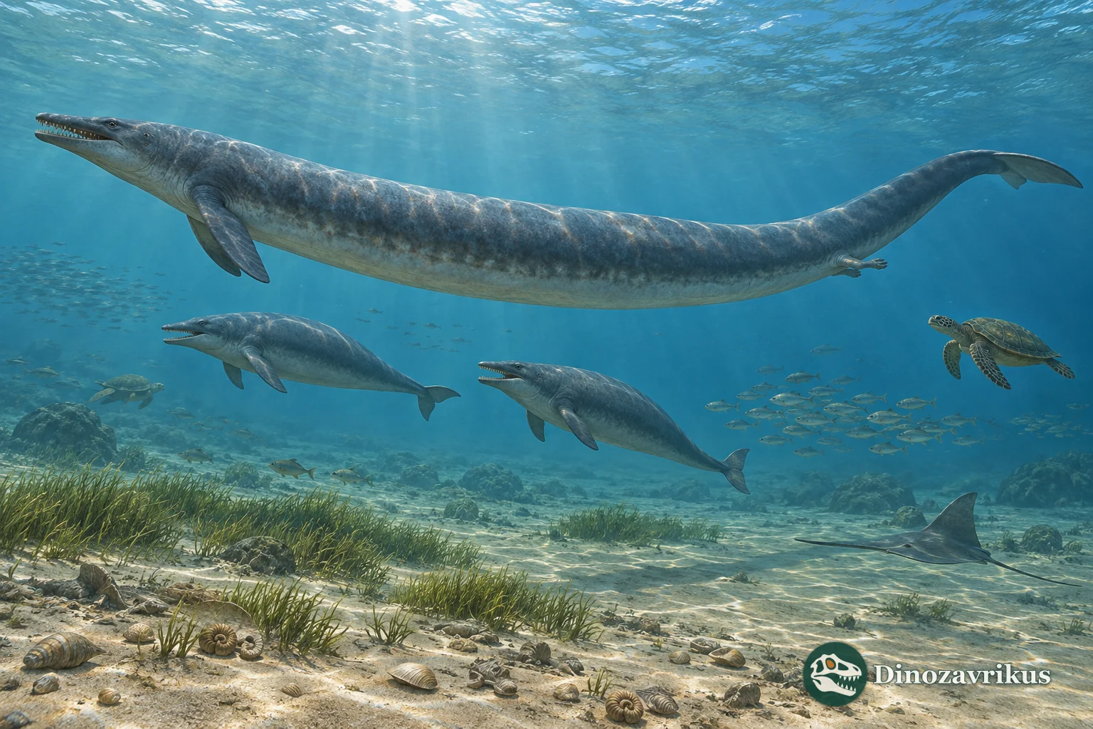 Basilosaurus and smaller whales in the Late Eocene Tethys Sea