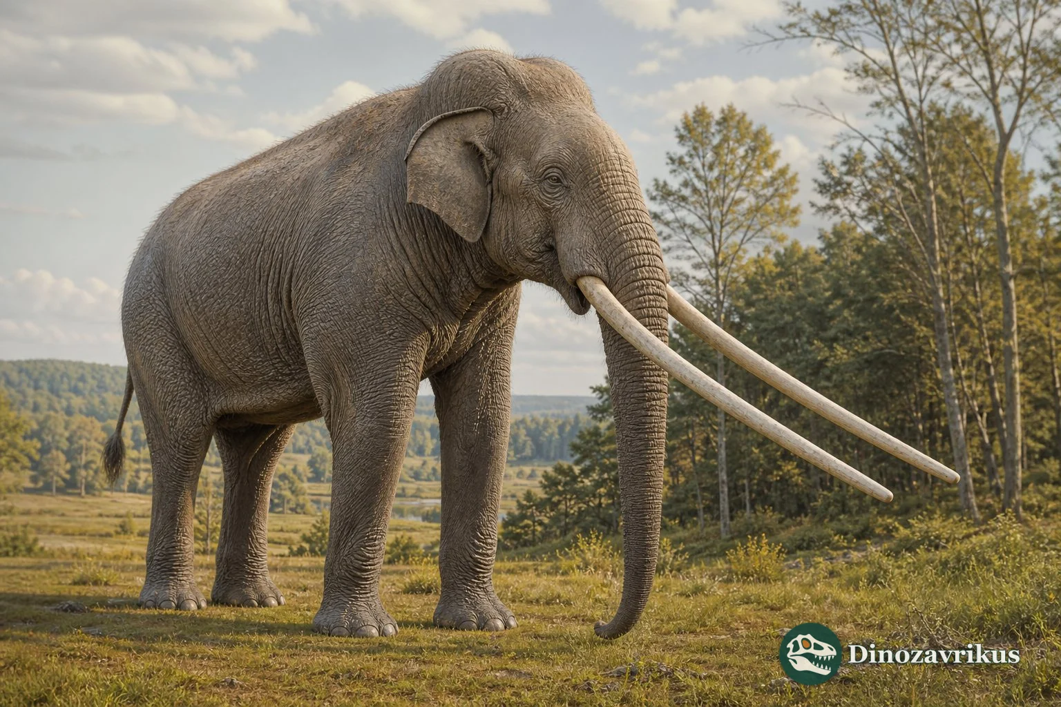 Straight-tusked Palaeoloxodon reconstructed in a Pleistocene woodland
