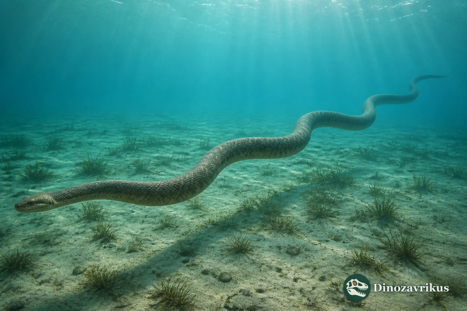 Palaeophis swimming through a shallow Eocene sea in West Africa