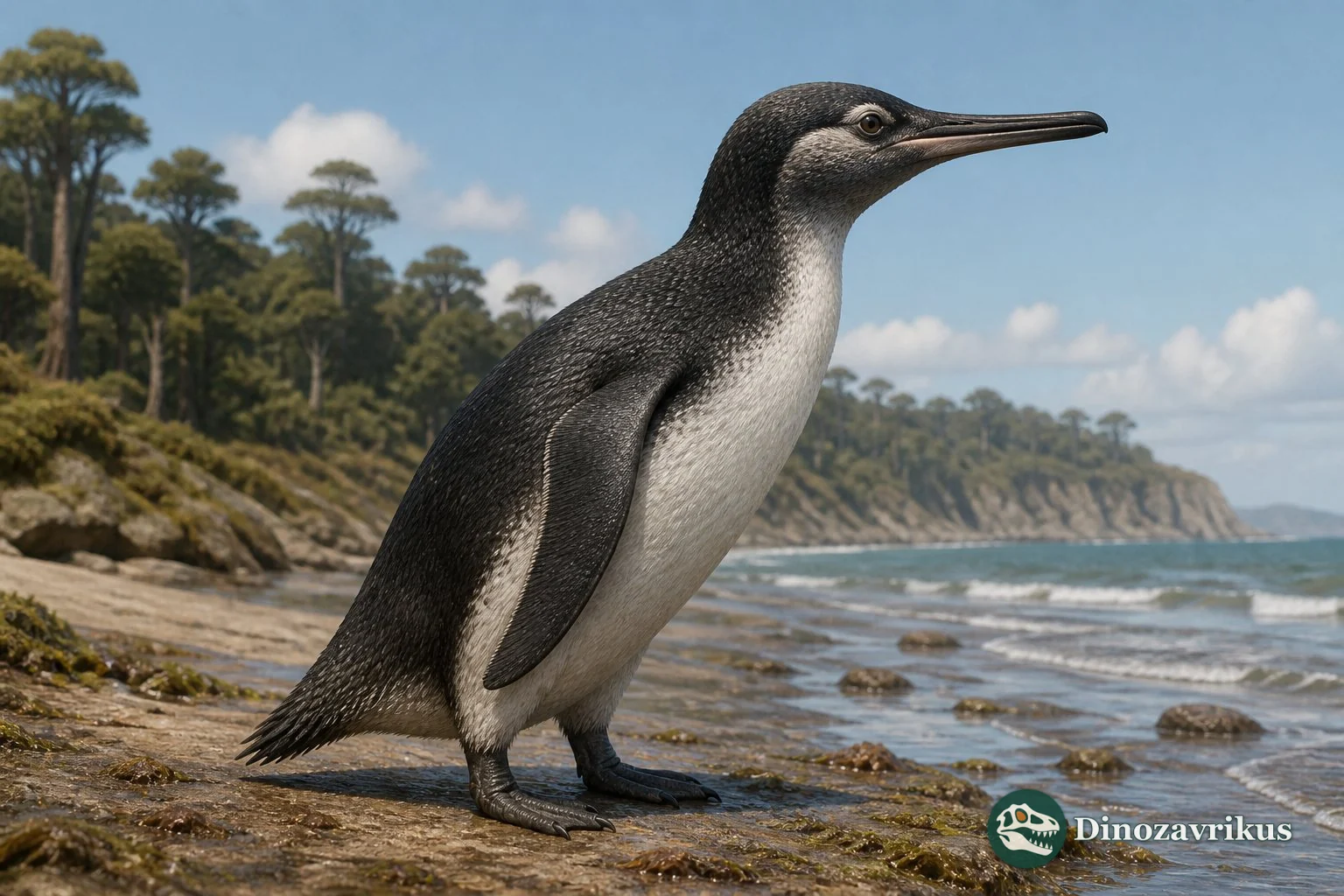 Palaeospheniscus penguins moving through a Miocene South American coastal habitat