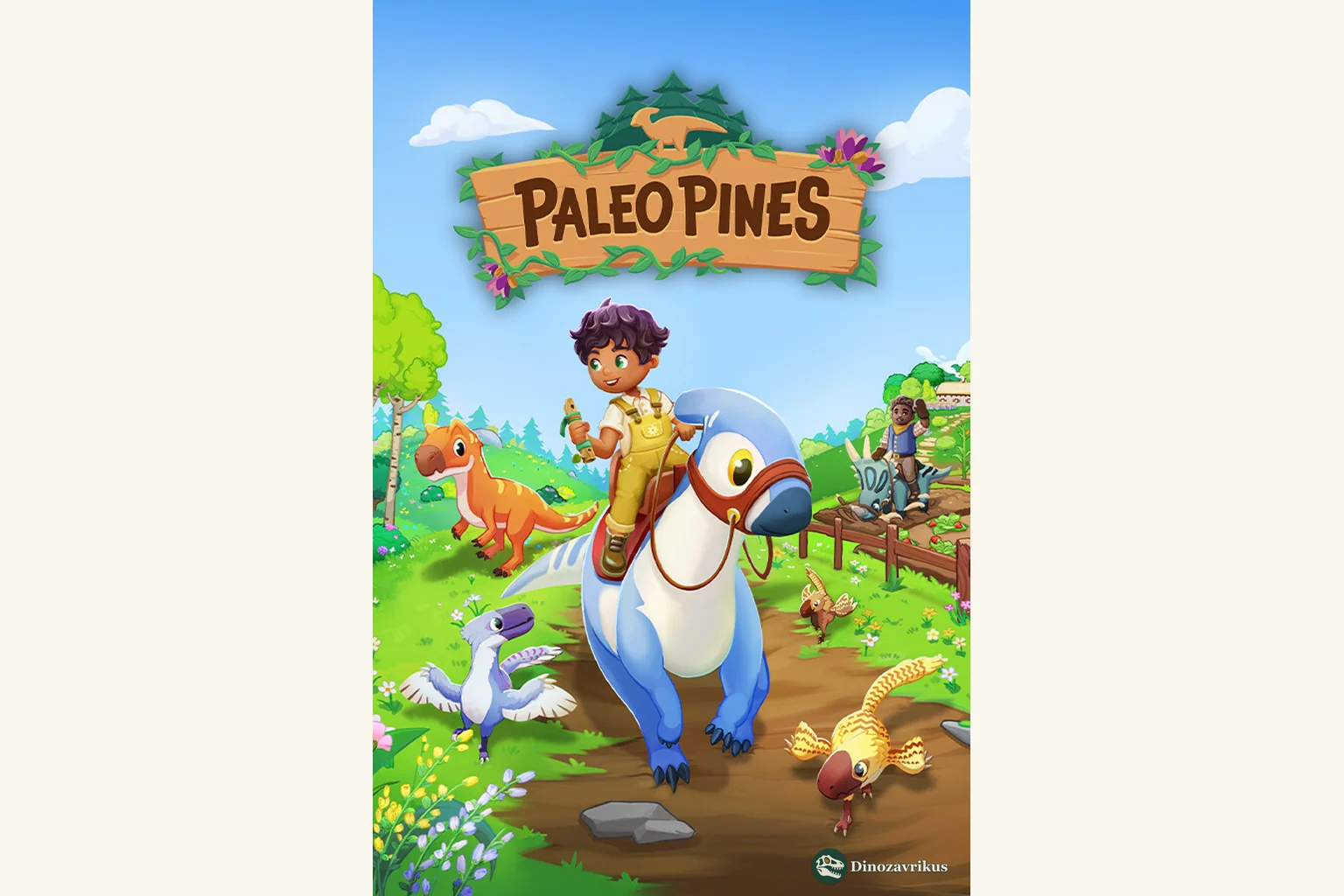 English poster art for the 2023 game Paleo Pines