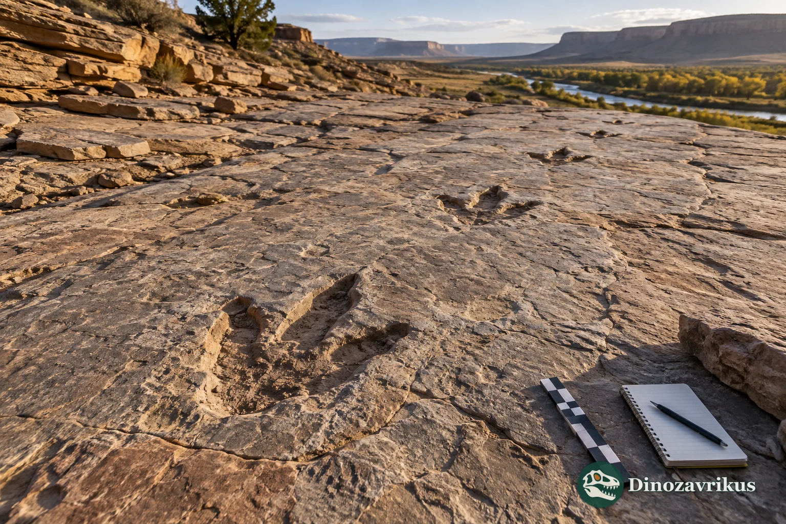 Three-toed dinosaur footprints preserved in sediment, illustrating the kinds of tracks found in Cretaceous Texas