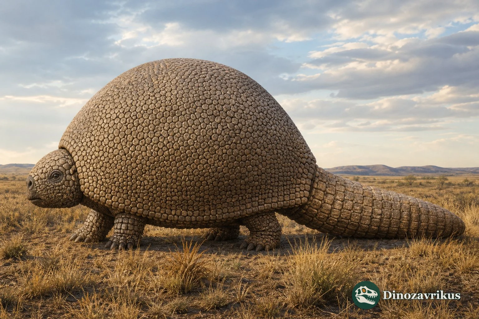 Panochthus reconstructed with a domed armour shell and rigid tail tube