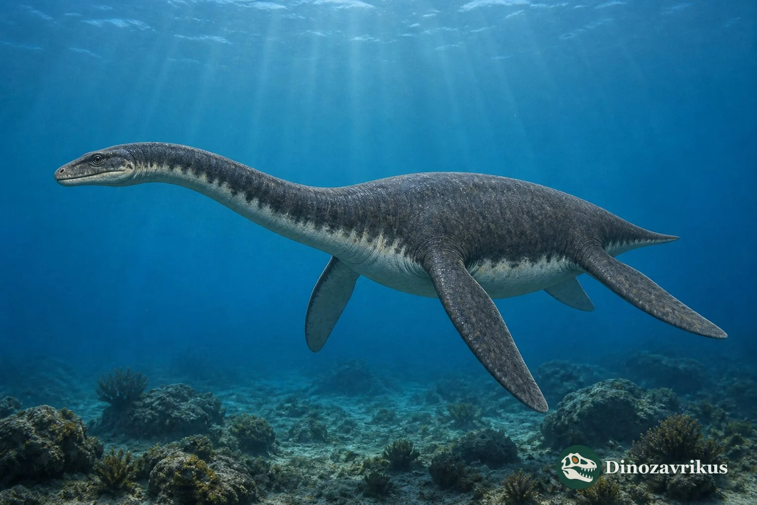 Pantosaurus reconstructed swimming through the Late Jurassic Sundance Sea