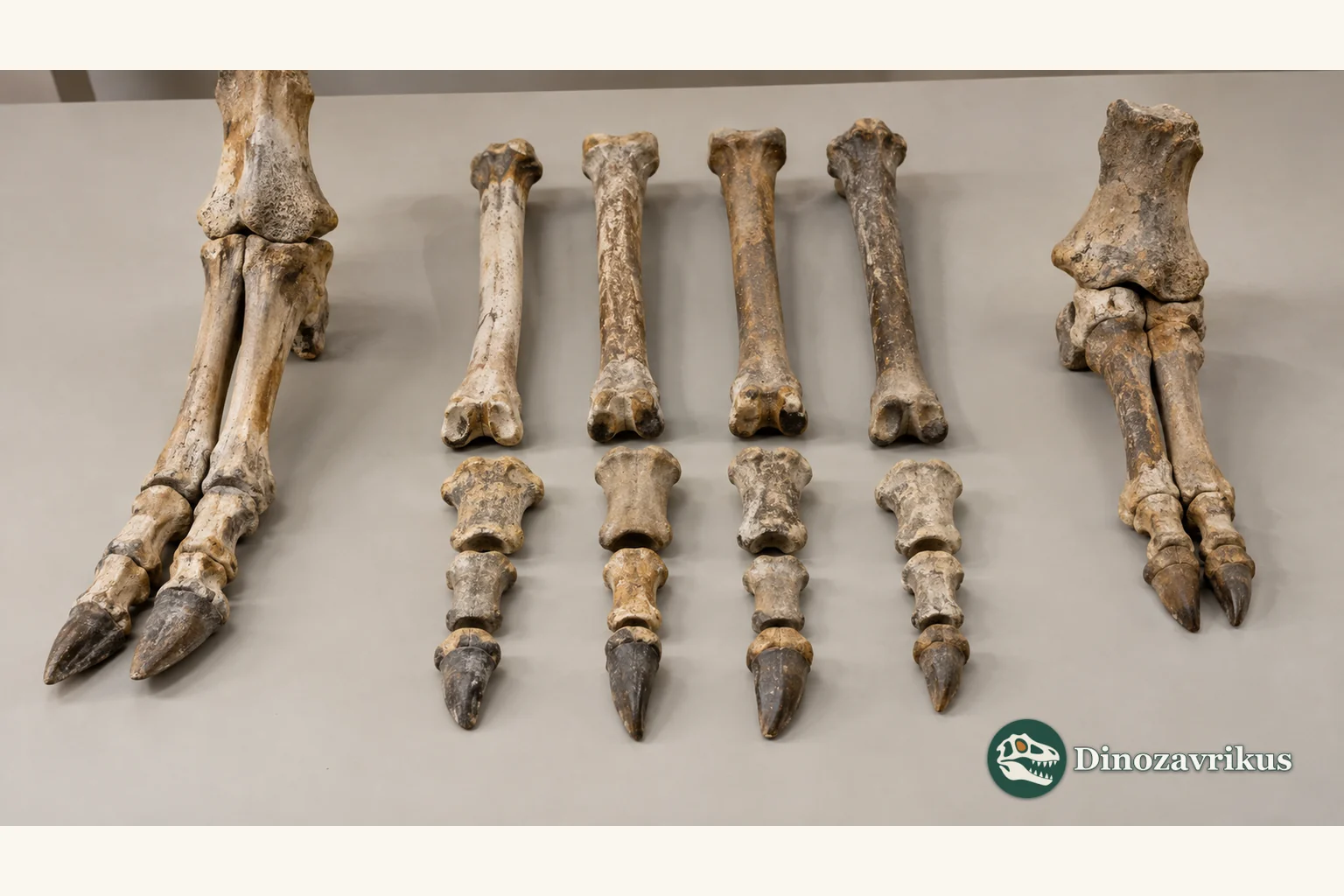 Conceptual fossil camelid foot bones
