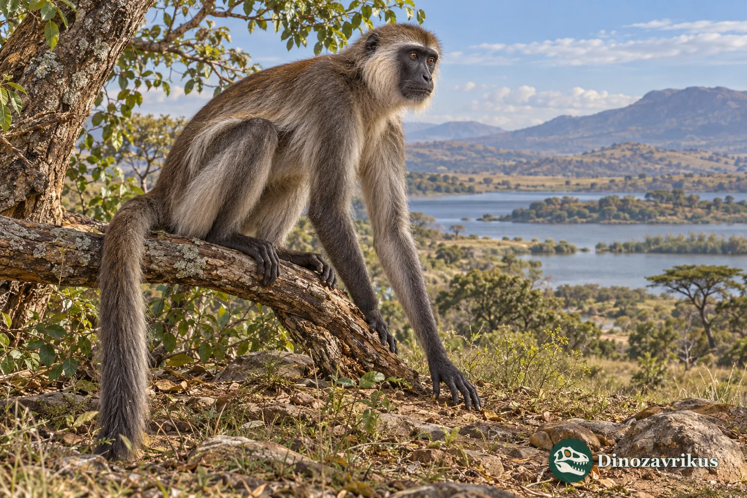 Artistic reconstruction of Paracolobus in an East African woodland