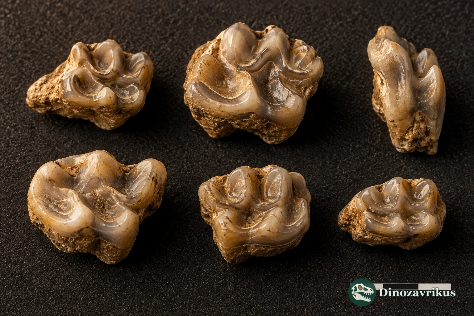 Illustrative array of fossil murine molars
