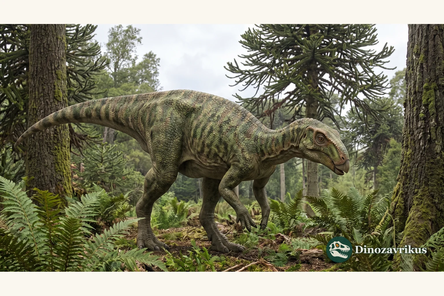 Reconstruction of Parksosaurus warreni among conifers and ferns of the Late Cretaceous Horseshoe Canyon landscape