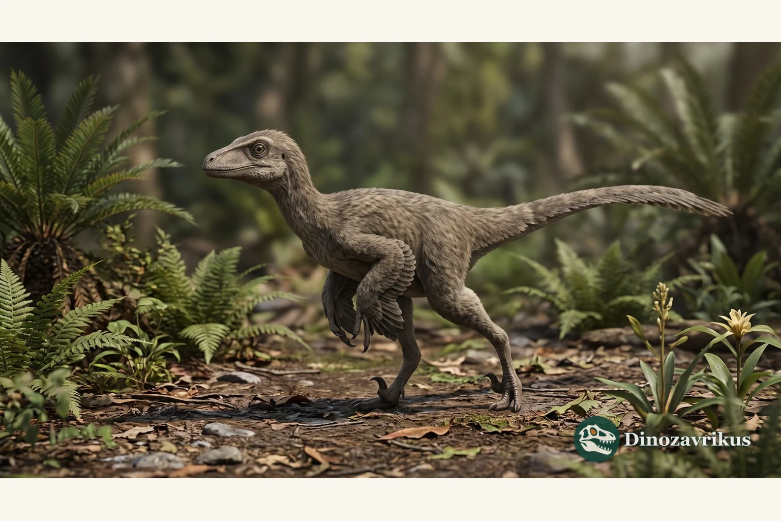 Illustrative reconstruction of a small feathered theropod representing the uncertain Paronychodon tooth morphotype
