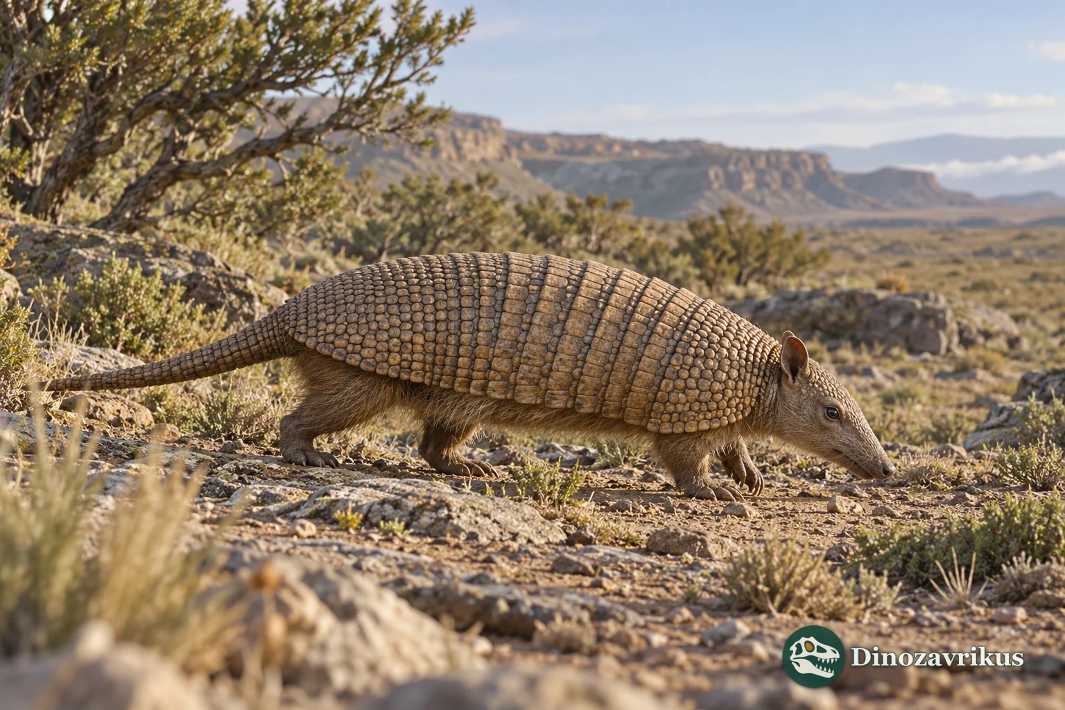 Artistic reconstruction of Parutaetus in a Paleogene South American landscape