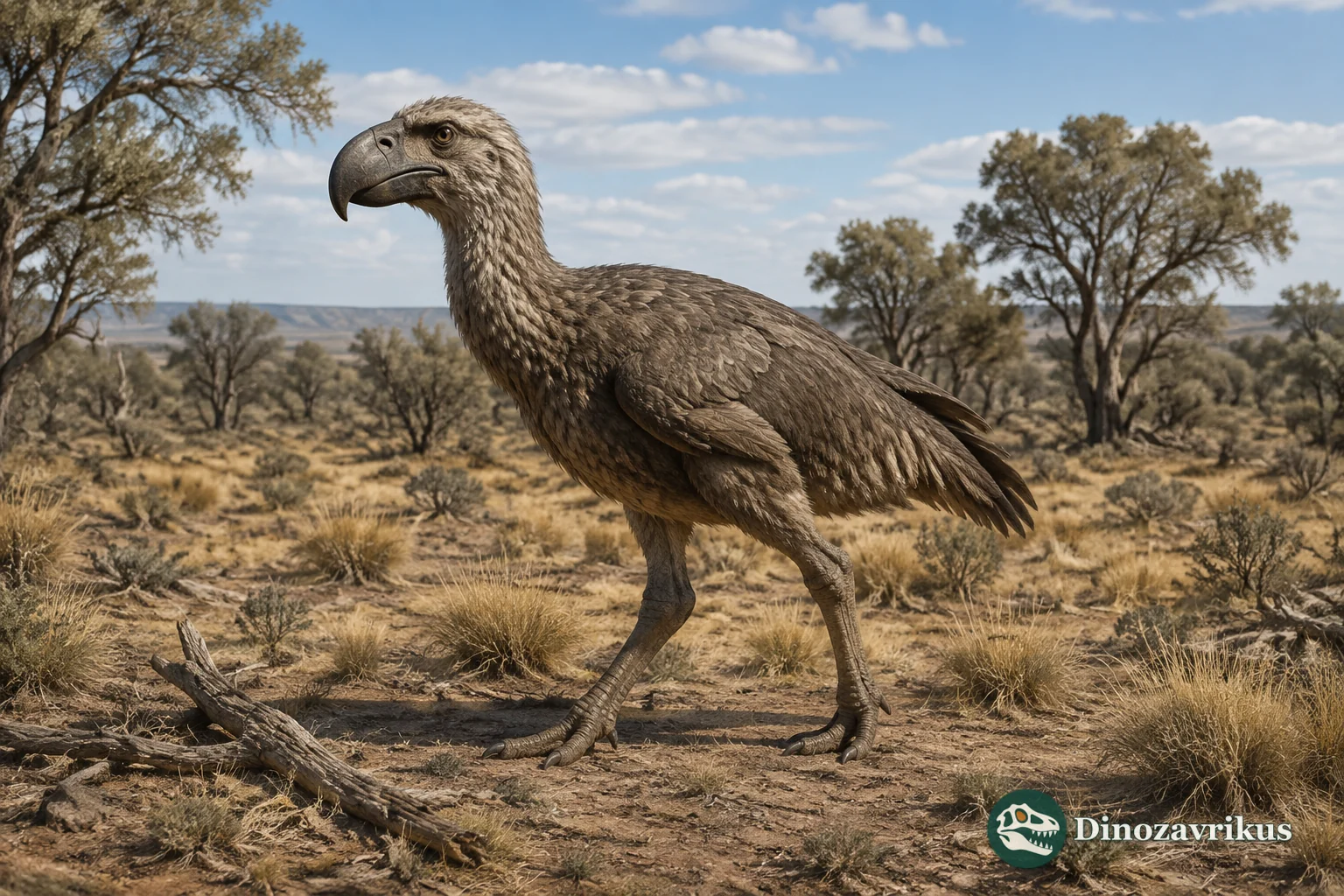 Patagornis marshi reconstructed in a Miocene Patagonian landscape