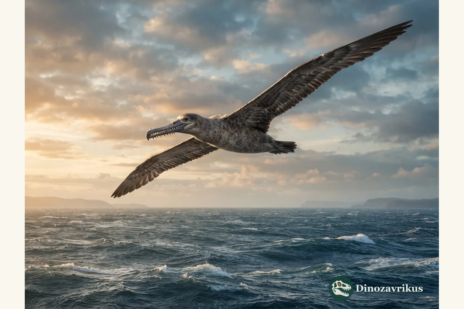 Pelagornis reconstructed gliding above a Miocene ocean