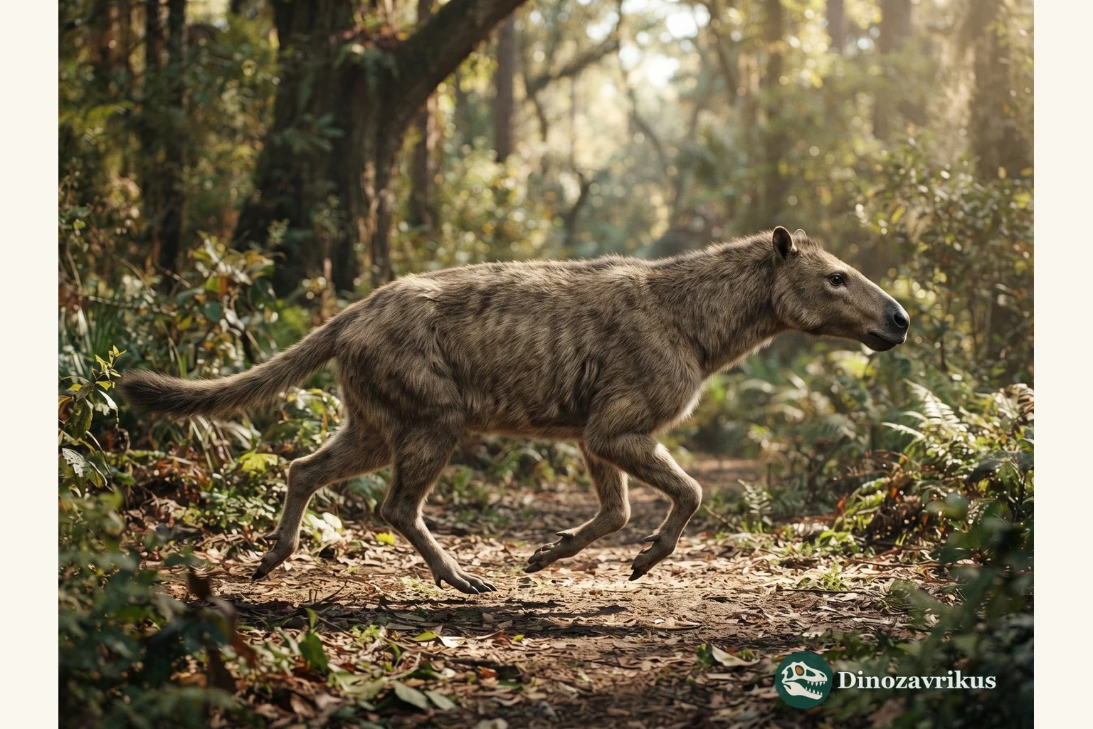 Phenacodus moving through an early Eocene woodland
