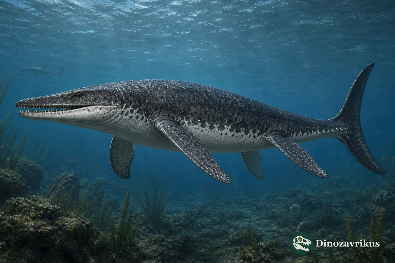 Platecarpus reconstructed swimming in the Late Cretaceous Western Interior Seaway