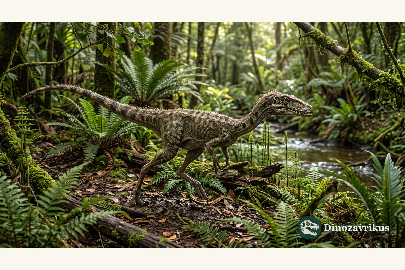 Reconstruction of Podokesaurus holyokensis in an Early Jurassic floodplain near the Connecticut Valley