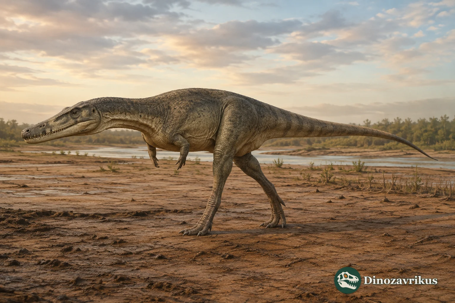 Poposaurus reconstructed as a large bipedal predator on a Late Triassic floodplain