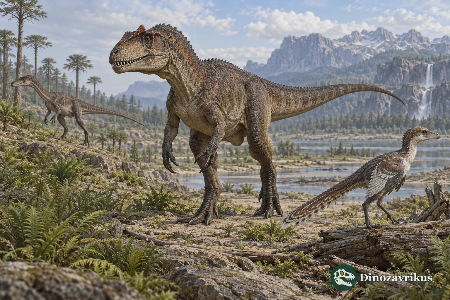 Theropod dinosaurs representing different branches and times in predatory dinosaur evolution