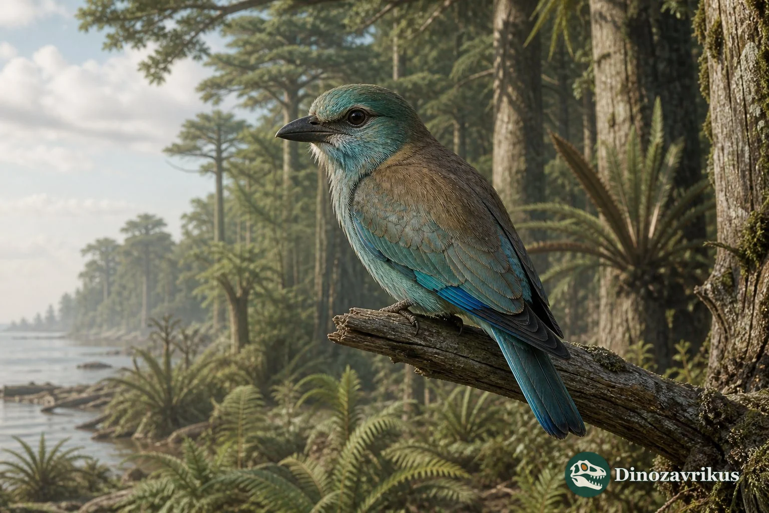 Primobucco mcgrewi perched in a warm Eocene forest around Fossil Lake