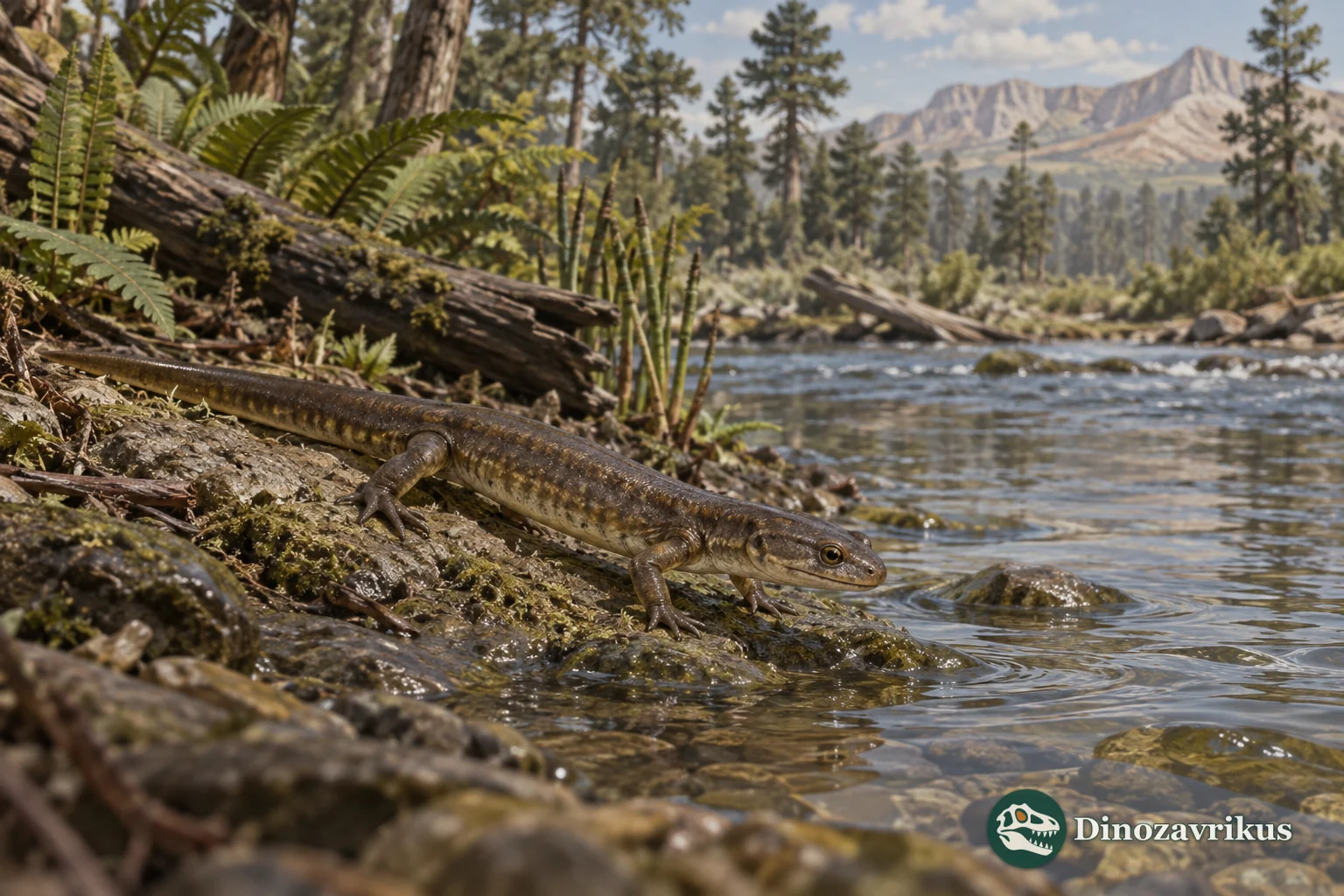 Prodesmodon copei at the edge of a Late Cretaceous freshwater stream