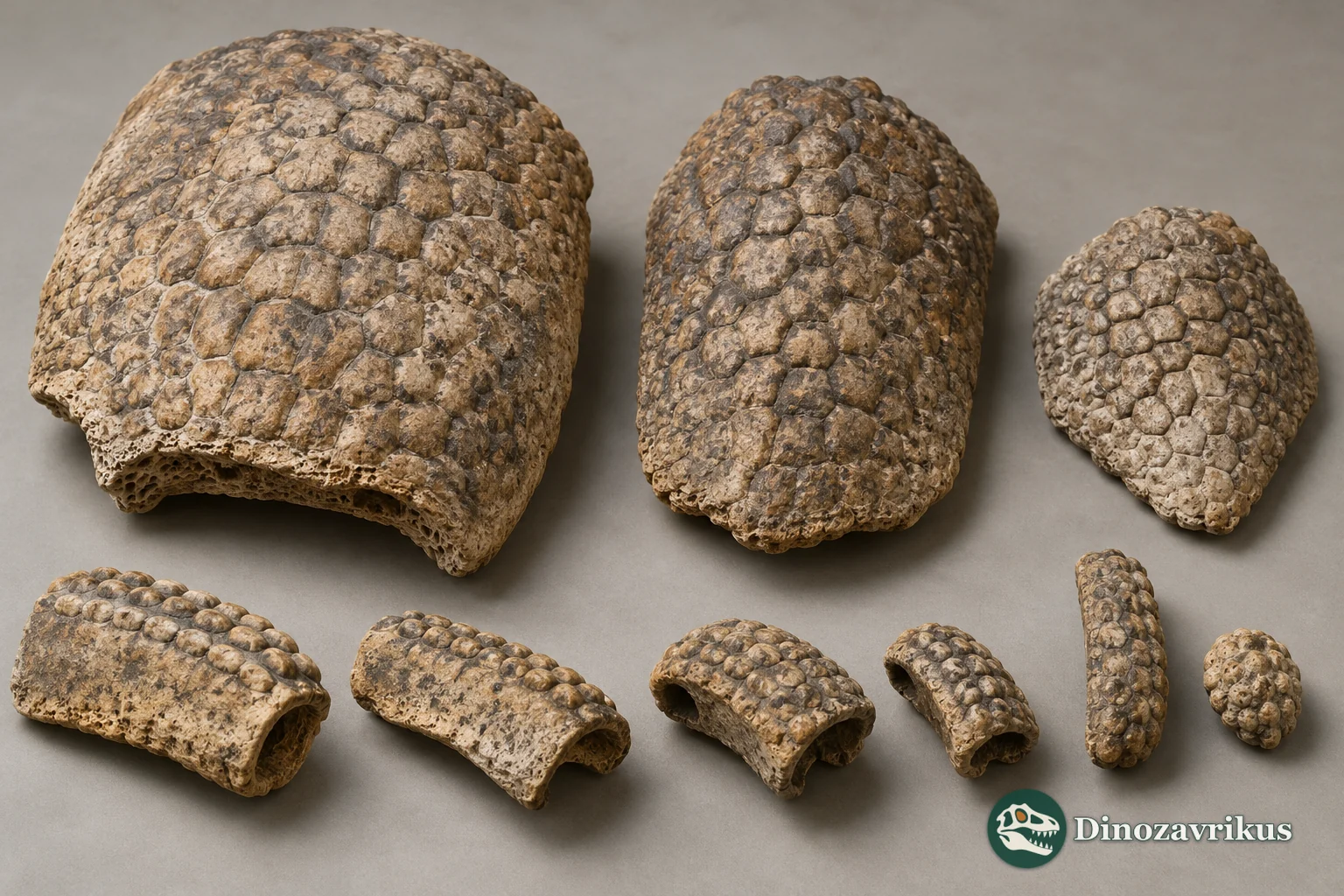 Illustrative arrangement of fossil armadillo osteoderms