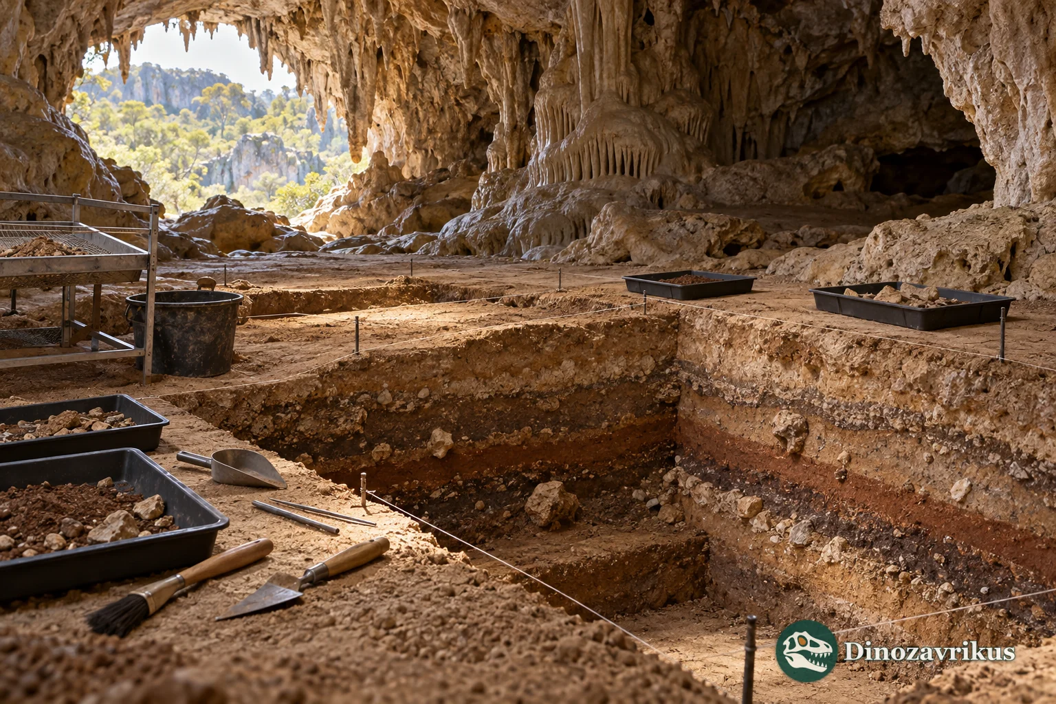 Illustrative Australian limestone cave fossil setting