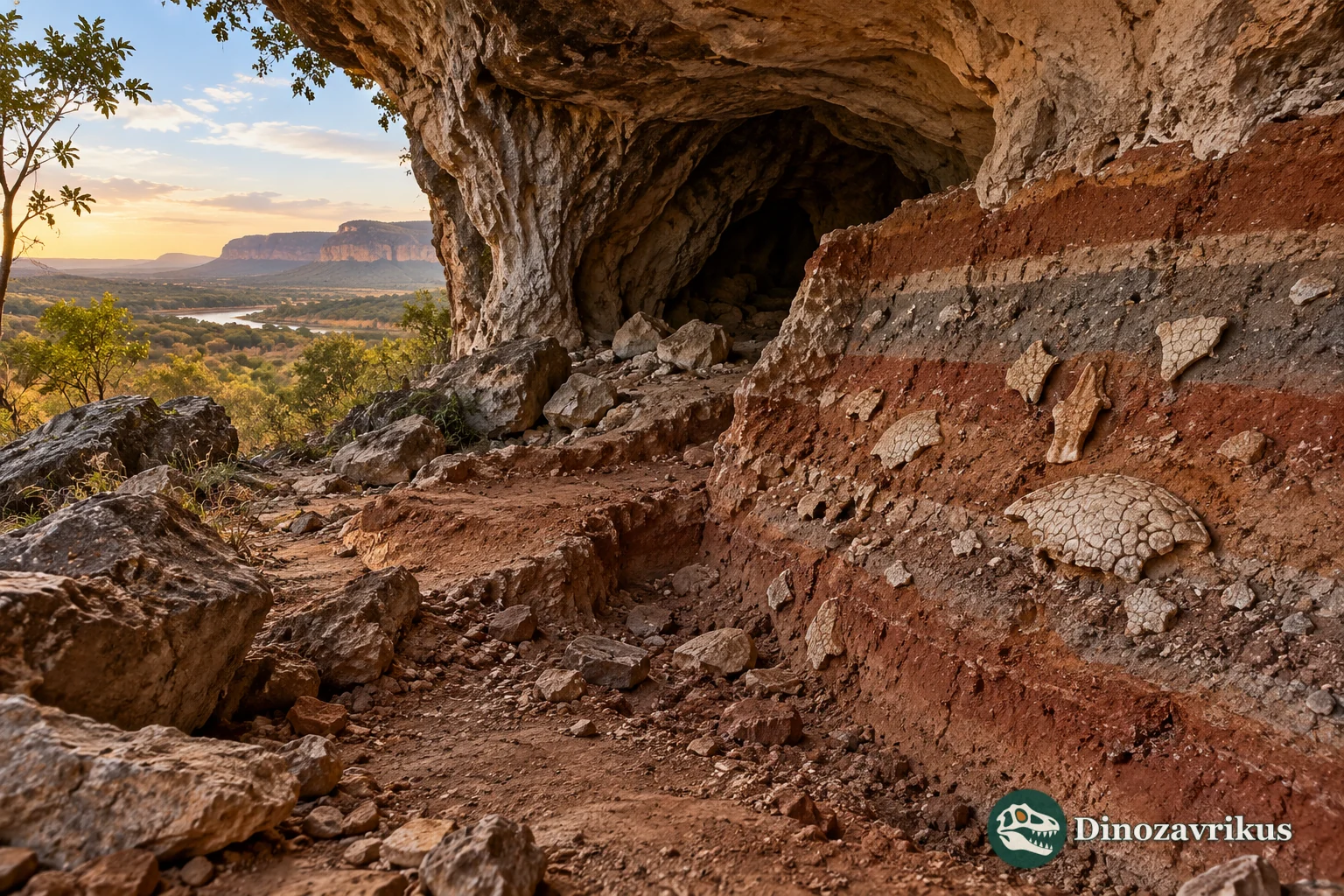 Interpretive cave deposits and isolated armor plates