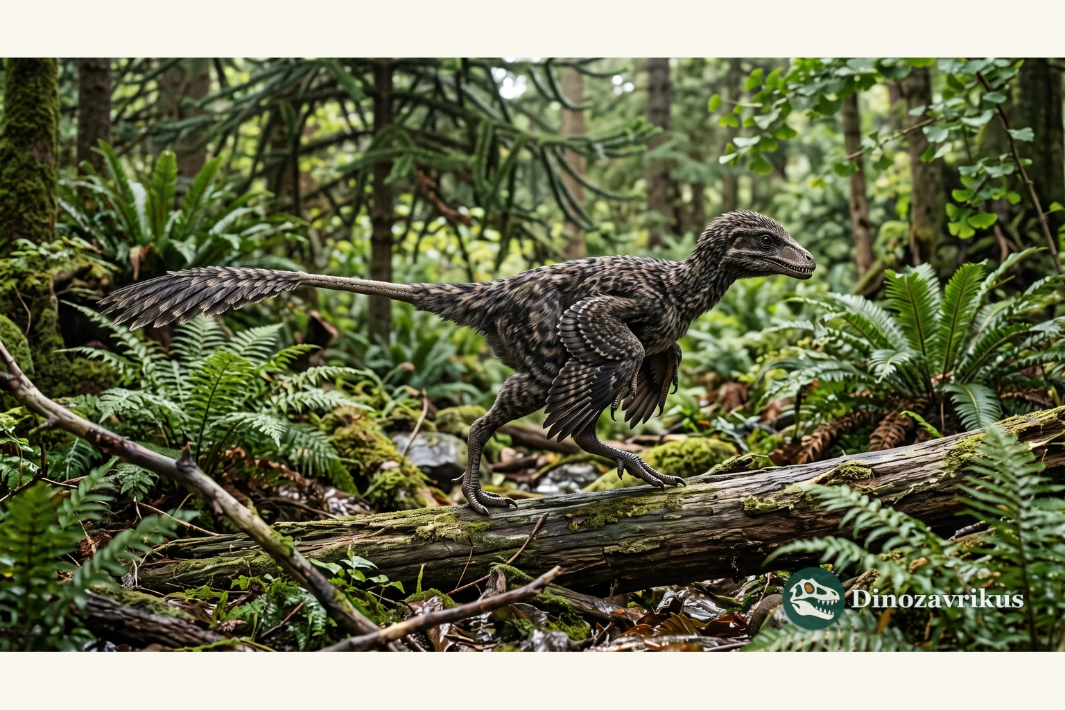 Protarchaeopteryx reconstructed as a small feathered theropod in an Early Cretaceous Liaoning woodland