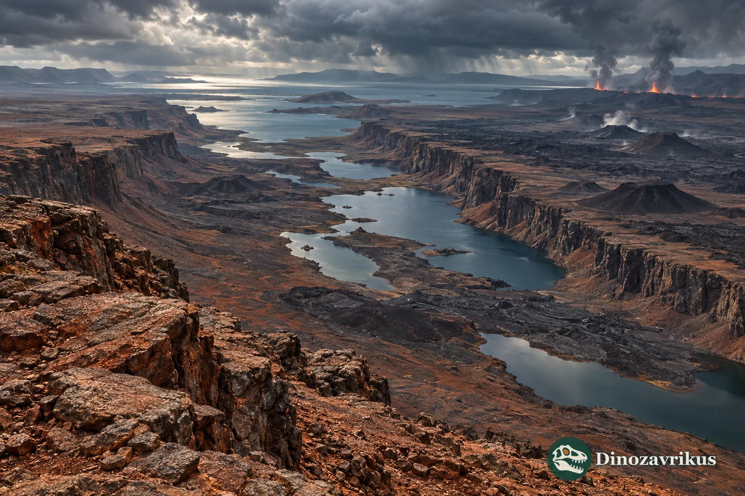 Rifting Proterozoic continent with volcanism and a young marine basin