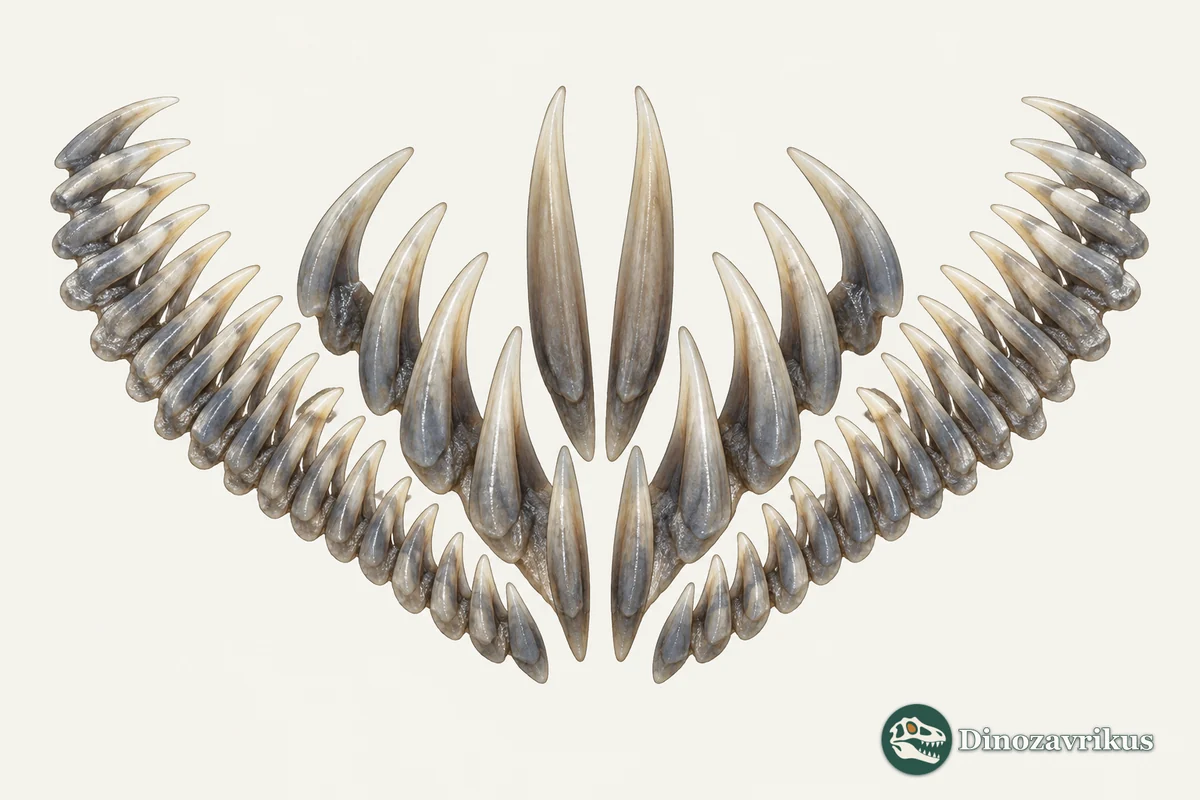 Diagrammatic bilateral arrangement of conodont elements in a proposed Protopanderodus apparatus