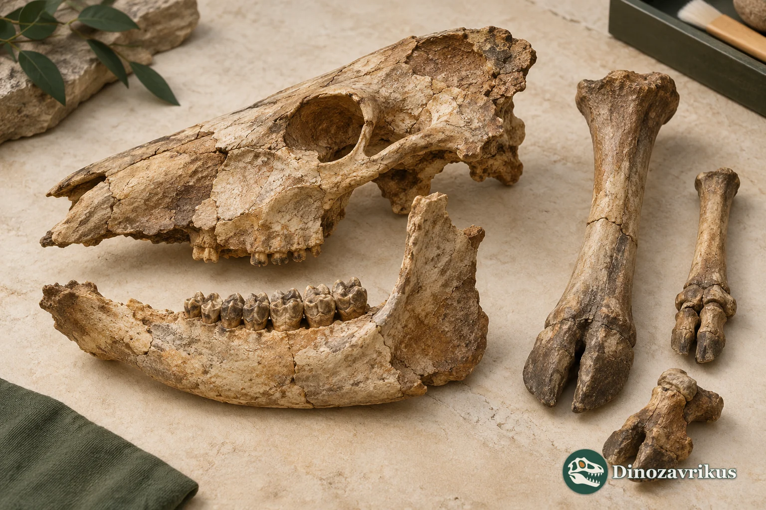 Schematic comparison of oreodont skull and jaw fossil material