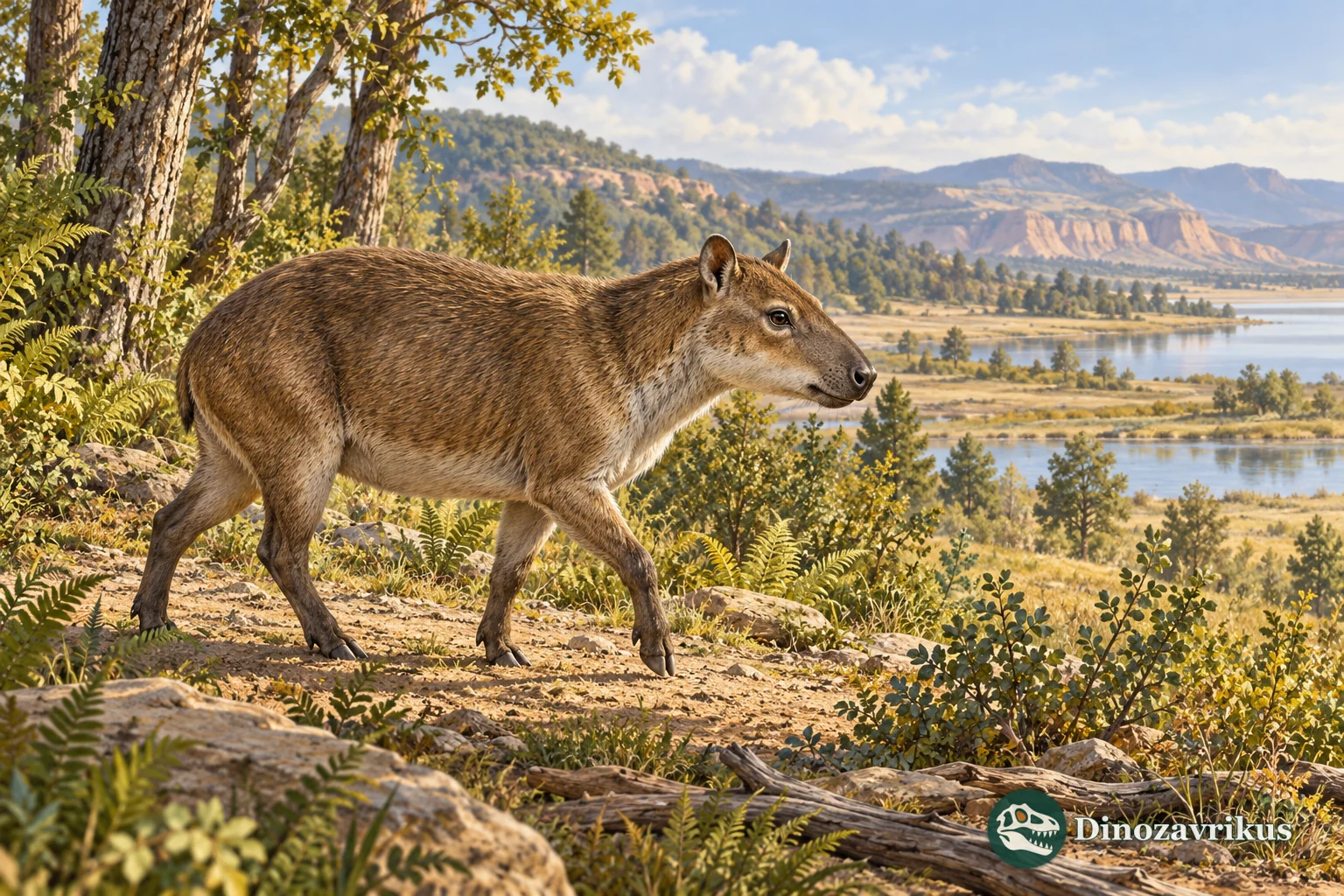 Illustrative reconstruction of Protoreodon in a western North American Eocene woodland