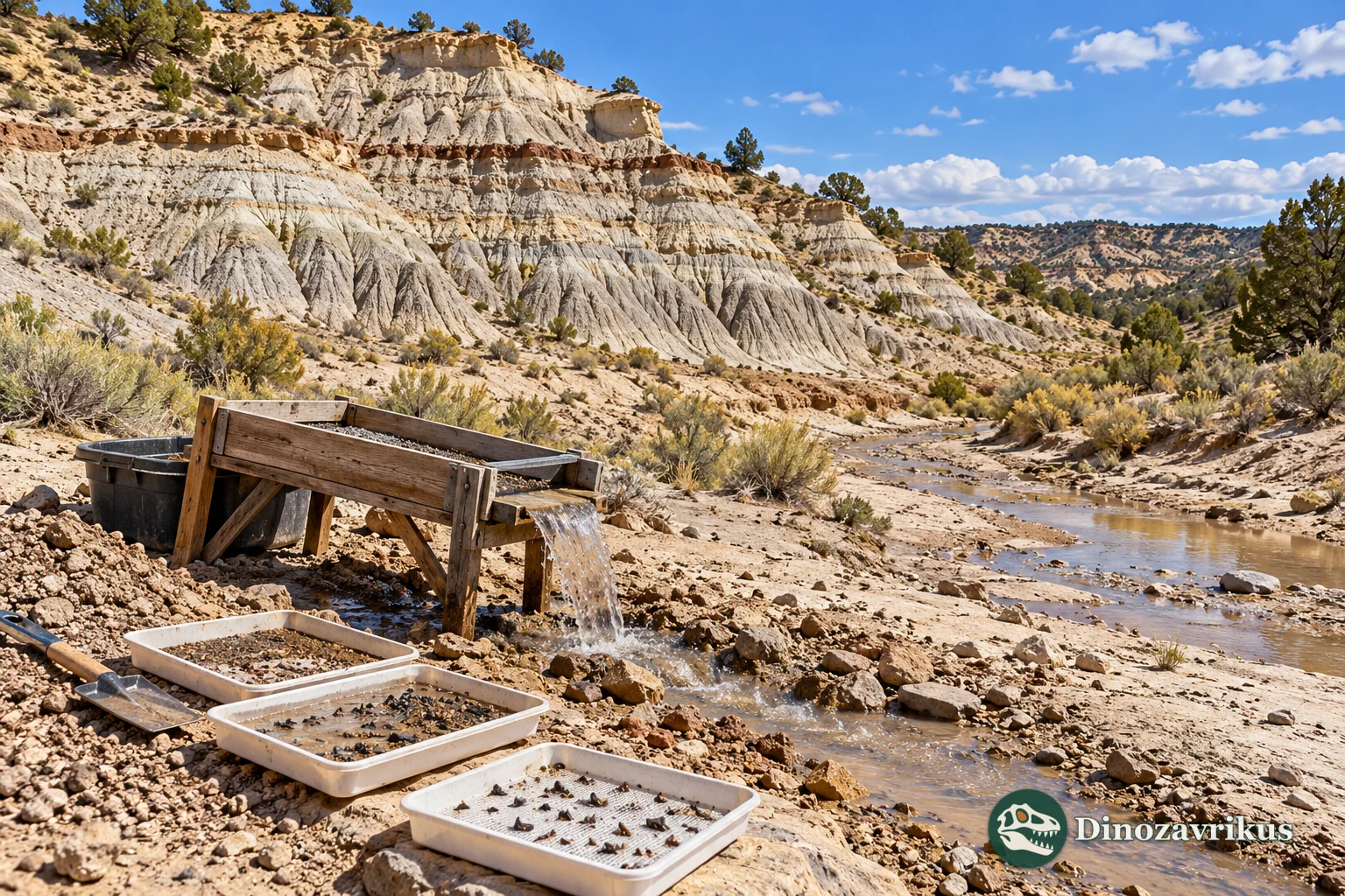 Illustrative field context for recovering small vertebrate fossils from Paleocene sediment